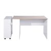 47.4" L Computer Desk with movable bookcase; oak & white