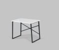 Furnish Home Store Lator Black Metal Frame 35&quot; Wooden Top Small Writing and Computer Desk for Teens Bedroom; White