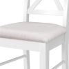 TOPMAX 2 Pieces Farmhouse Rustic Wood Kitchen Upholstered X-Back Dining Chairs; Beige+White