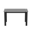 Modern tempered glass black dining table; simple rectangular metal table legs living room kitchen table