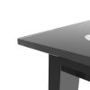 Modern tempered glass black dining table; simple rectangular metal table legs living room kitchen table
