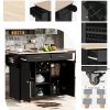 K&amp;K Store Kitchen Island Cart with Two Storage Cabinets and Four Locking Wheels; Wine Rack; Two Drawers; Spice Rack; Towel Rack (Black)