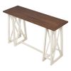 TOPMAX Rustic Counter Height 5-Piece Dining Set; Wood Console Table Set with 4 Stools for Small Places; Walnut+Cream