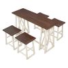 TOPMAX Rustic Counter Height 5-Piece Dining Set; Wood Console Table Set with 4 Stools for Small Places; Walnut+Cream
