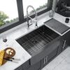 33 inch Farmhouse Kitchen Sink Gunmetal Black Apron Front 16 Gauge Stainless Steel Deep Single Bowl Kitchen Farm Sinks