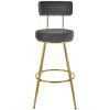 TOPMAX Modern 30inch Bar Stools; Bar Dining Chairs with Velvet Upholstered Back and Seat Cushions for Dining Room; Home Bar; Set of 2; Gray