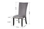 Set of 2 Dinging Chairs; Velvet-upholstered Chairs with Nailhead-trimmed; Rubber Wood Legs ; Gray; size: 19.75&rdquo; W x26.5&rdquo; D x40.75&rdquo;H