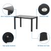 Modern tempered glass black dining table; simple rectangular metal table legs living room kitchen table