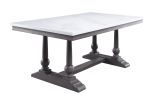 Yabeina Dining Table ; Marble Top &amp; Gray Oak Finish 73265