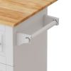Kitchen Island Cart with 2 Door Cabinet and Three Drawers; 53.5 Inch Width with Spice Rack; Towel Rack (White)