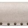 TOPMAX Rustic Wooden Upholstered Dining Bench for Small Places; Espresso+ Beige