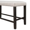 TOPMAX Rustic Wooden Upholstered Dining Bench for Small Places; Espresso+ Beige