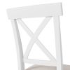 TOPMAX 2 Pieces Farmhouse Rustic Wood Kitchen Upholstered X-Back Dining Chairs; Beige+White