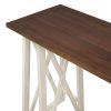 TOPMAX Rustic Counter Height 5-Piece Dining Set; Wood Console Table Set with 4 Stools for Small Places; Walnut+Cream