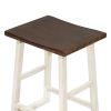 TOPMAX Rustic Counter Height 5-Piece Dining Set; Wood Console Table Set with 4 Stools for Small Places; Walnut+Cream