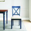(Set of 2) Lafayette Navy Blue Wood Wood Upholstered Dining Chair