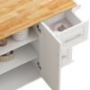 Kitchen Island Cart with 2 Door Cabinet and Three Drawers; 53.5 Inch Width with Spice Rack; Towel Rack (White)