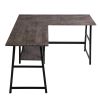 43.5"W X 27.6" D L-Shaped Corner Computer Desk with Open Shelves; Vintage Brown