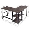 43.5"W X 27.6" D L-Shaped Corner Computer Desk with Open Shelves; Vintage Brown