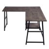 43.5"W X 27.6" D L-Shaped Corner Computer Desk with Open Shelves; Vintage Brown