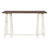 TOPMAX Rustic Counter Height 5-Piece Dining Set; Wood Console Table Set with 4 Stools for Small Places; Walnut+Cream