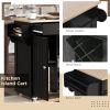K&amp;K Store Kitchen Island Cart with Two Storage Cabinets and Four Locking Wheels; Wine Rack; Two Drawers; Spice Rack; Towel Rack (Black)