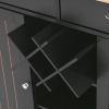 K&amp;K Store Kitchen Island Cart with Two Storage Cabinets and Four Locking Wheels; Wine Rack; Two Drawers; Spice Rack; Towel Rack (Black)
