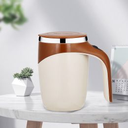 Self Stirring Mug Tea Coffee Electric Rechargeable Auto Mixing Cup Magnetic Stainless Steel Mug Coffee Cup For Office (Color: Coffee)
