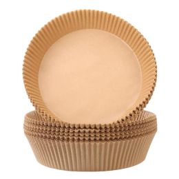 30/50/150PCS 6.3IN Air Fryer Paper Liners Disposable Oven Insert Parchment Sheets Non Stick (Color: Brown)