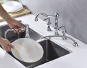 Bridge Dual Handles Kitchen Faucet With Pull-Out Side Spray in