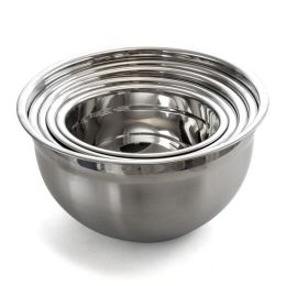 Household Kitchen Tools Multipurpose Stackable Mixing Bowl Set (Color: Silver)